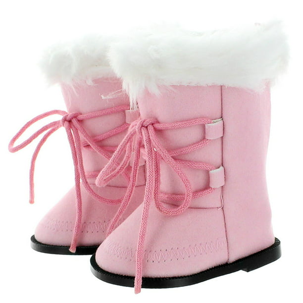 18 in Girl Doll Clothes Shoes Purple Furry Faux Suede Boots American seller